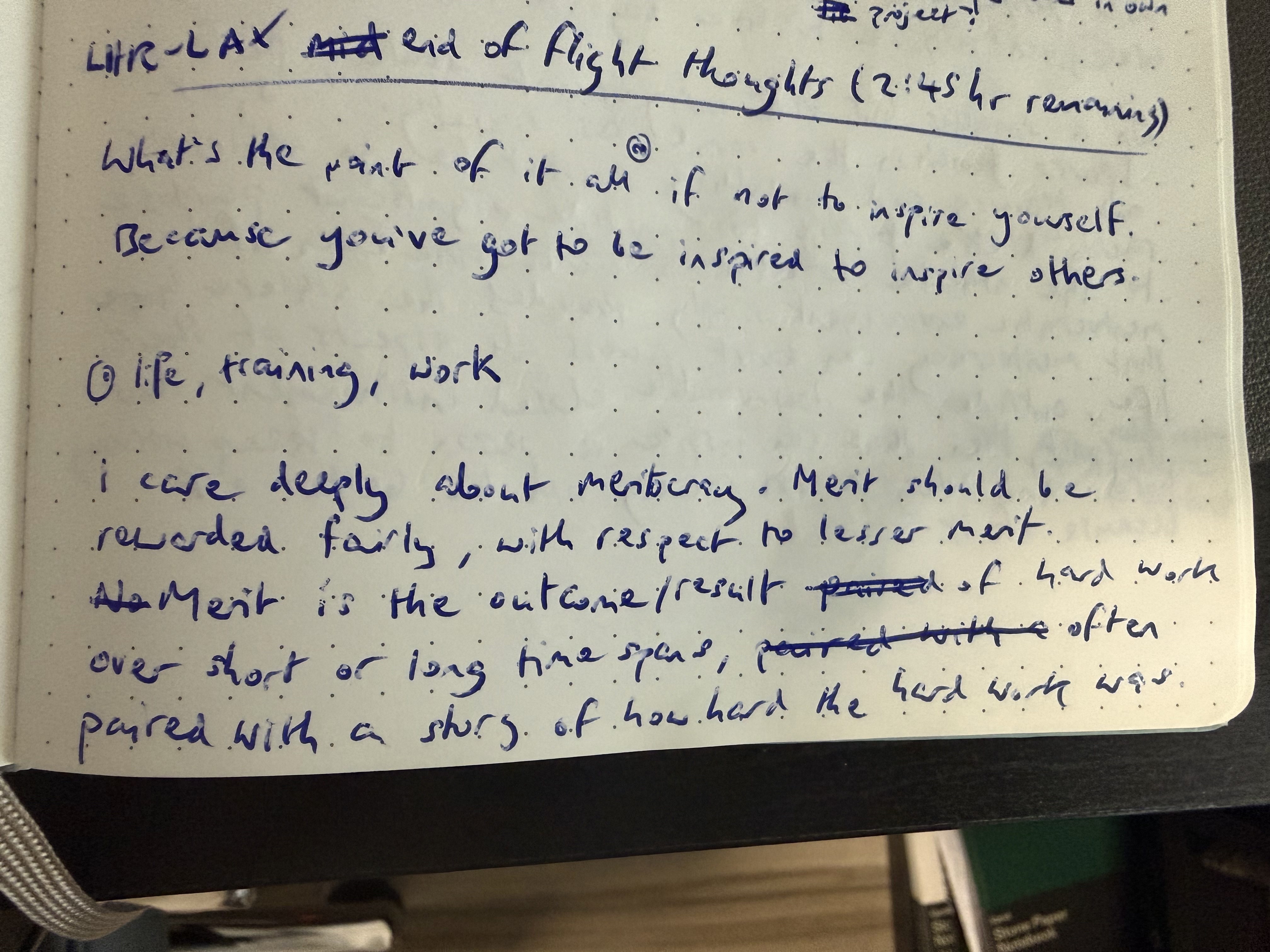 Photo of the first page of handwritten notes
